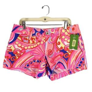 Lilly Pulitzer Shorts Womens 0 Multi Reef Retreat Pink Tropical Resortwear Beach